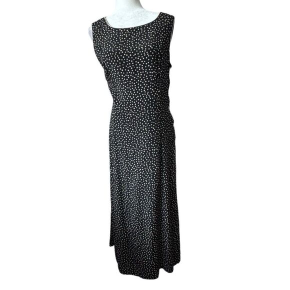 Studio One Polka Dot Dress Blue Cream Sleeveless Swing Dressy SZ 14 - Picture 15 of 15